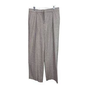 Mng By Mango Womens Wide Leg Pants khaki Mid Rise‎ Pockets Flat Front size 10
